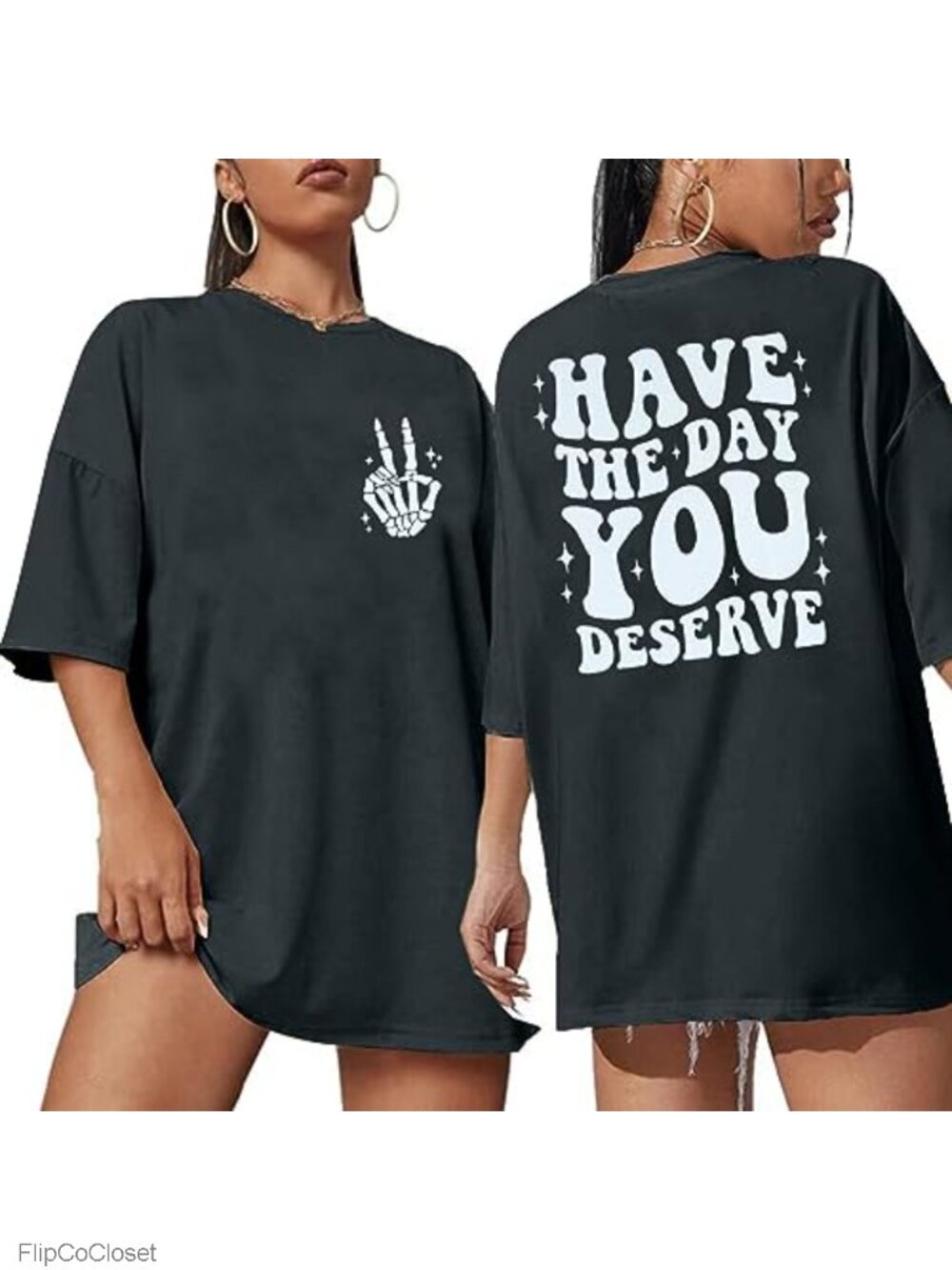 Oversized Graphic T-Shirt Funny Skeleton Skull Print Casual Tee